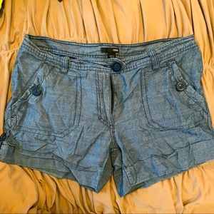 Linen-like denim shorts